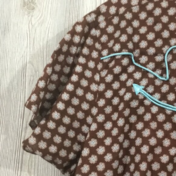 Wrangle Brown Turquoise Flower Print Western Yoke Snap Closure Cotton Blouse XXL - Picture 4 of 8